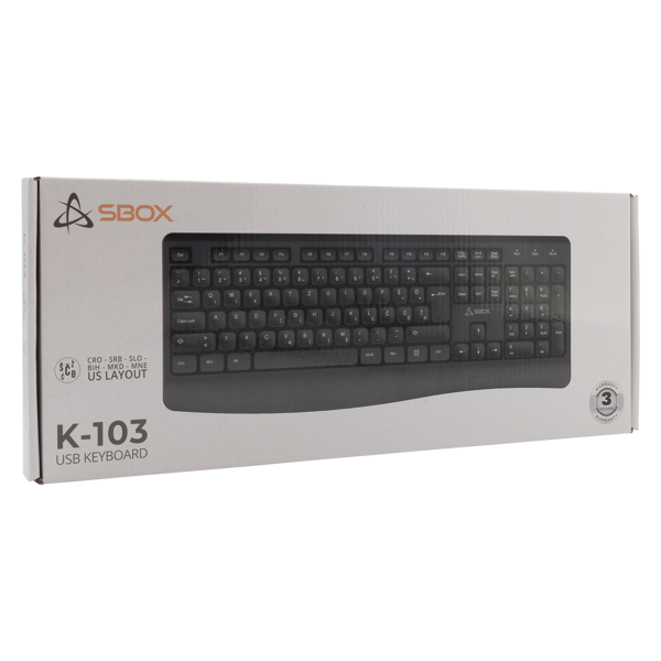 Tipkovnica SBOX K-103, žičana, HR Layout, crna - Slika 6