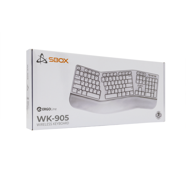 Tipkovnica SBOX WK-905, bežična, ergonomska, HR Layout, bijela - Slika 7