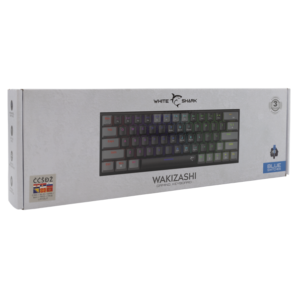 Tipkovnica White Shark GK-002122 Wakizashi, žičana, gaming, mehanička, blue switches, HR layout, LED, TKL, crno-siva - Slika 8