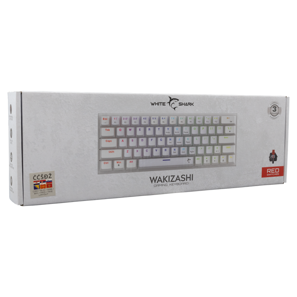Tipkovnica White Shark GK-002212 Wakizashi, žičana, gaming, mehanička, red switches, HR layout, LED, TKL, bijela - Slika 9