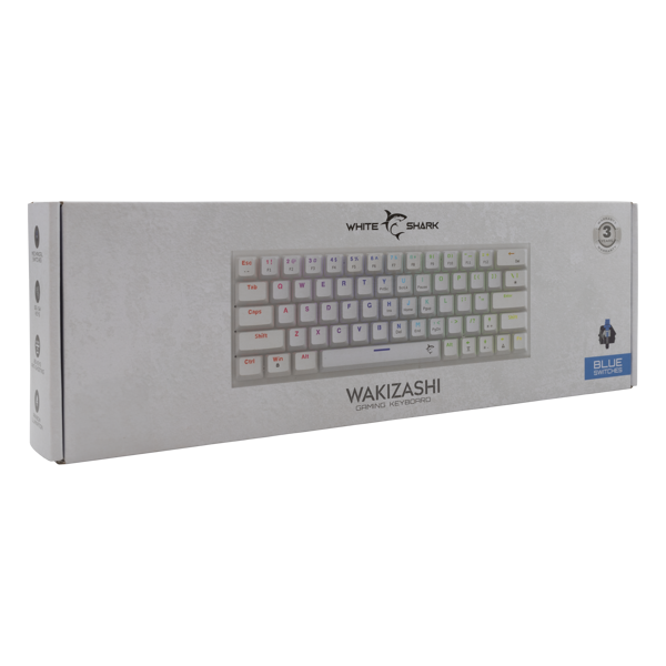 Tipkovnica White Shark GK-002222 Wakizashi, žičana, gaming, mehanička, blue switches, HR layout, LED, TKL, bijela - Slika 8