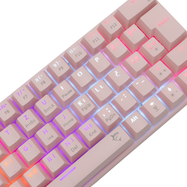 Tipkovnica White Shark GK-002422 Wakizashi, žičana, gaming, mehanička, blue switches, HR layout, LED, TKL, roza - Slika 3