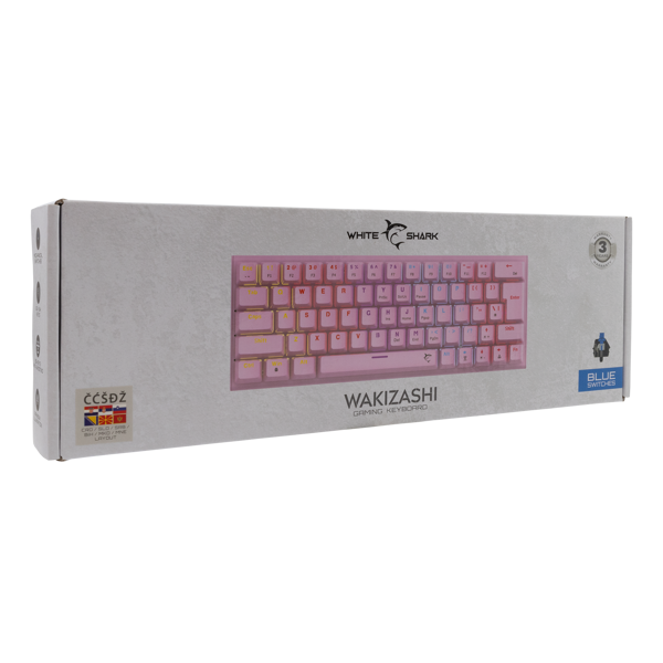 Tipkovnica White Shark GK-002422 Wakizashi, žičana, gaming, mehanička, blue switches, HR layout, LED, TKL, roza - Slika 9