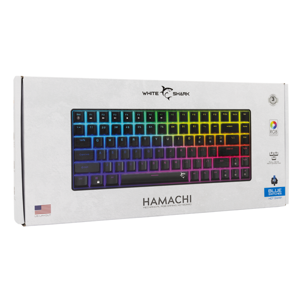 Tipkovnica White Shark GK-005121 Hamachi, žičana, gaming, mehanička, blue switches, US Layout, RGB, TKL, crna - Slika 12