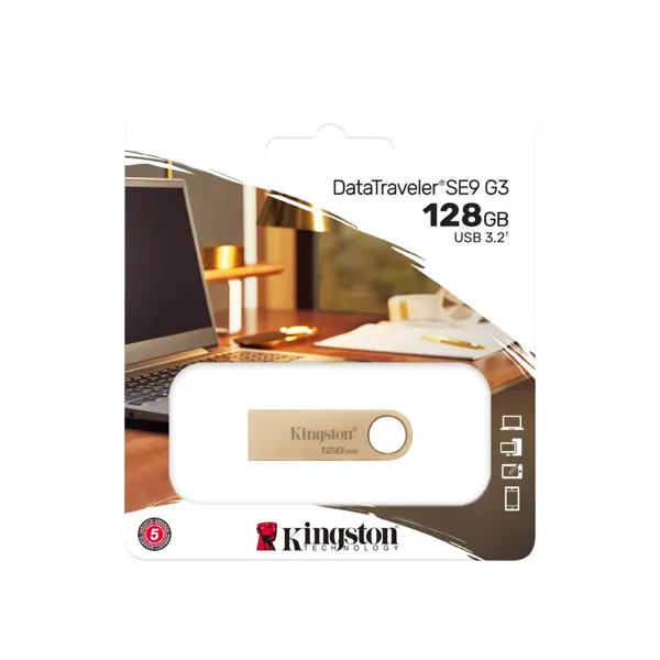 USB stick Kingston DataTraveler SE9 G3, USB 3.2 Gen 1, 128GB, zlatni - Slika 3