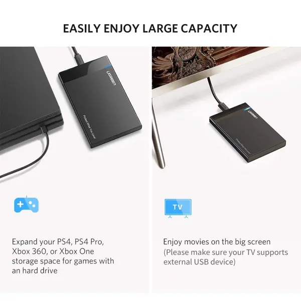 Vanjsko kućište Ugreen, 2.5" SATA HDD/SSD, USB 3.1, crno - Slika 6