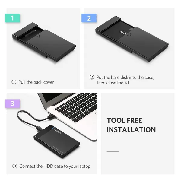 Vanjsko kućište Ugreen, 2.5" SATA HDD/SSD, USB 3.1, crno - Slika 7