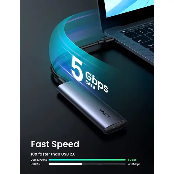 Vanjsko kućište Ugreen, NVME M.2 SSD, USB 3.1, sivo - Slika 4