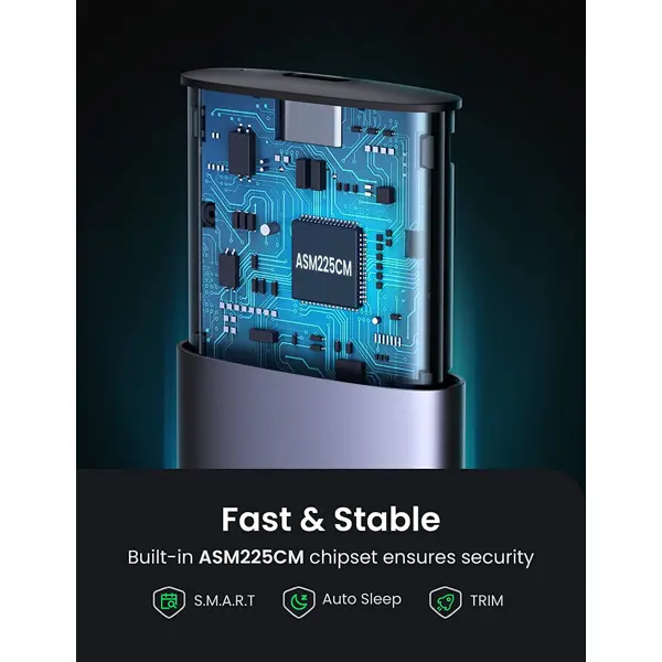 Vanjsko kućište Ugreen, NVME M.2 SSD, USB 3.1, sivo - Slika 3