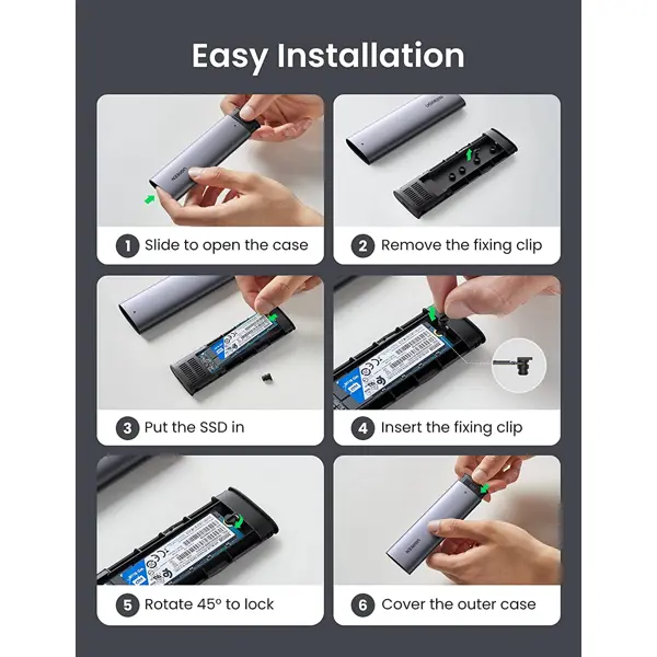 Vanjsko kućište Ugreen, NVME M.2 SSD, USB 3.1, sivo - Slika 2