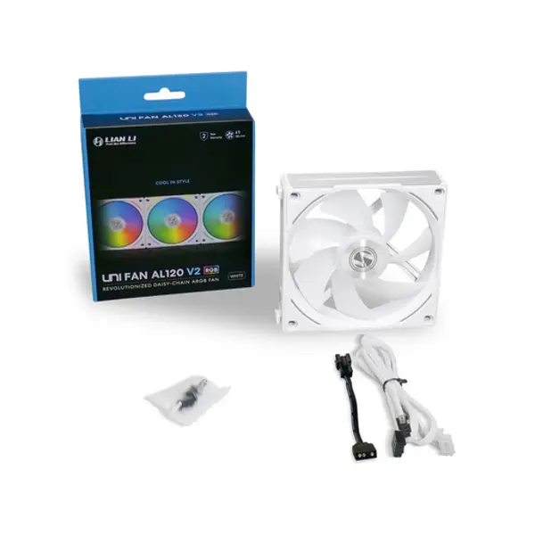 Ventilator za kućište Lian Li Uni Fan AL120 V2 RGB, PWM, 120mm, bijeli - Slika 4