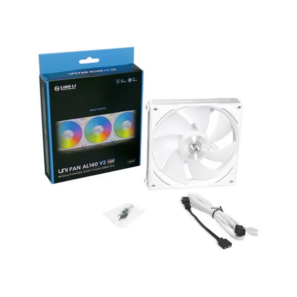 Ventilator za kućište Lian Li Uni Fan AL140 V2 RGB, PWM, 140mm, bijeli - Slika 4