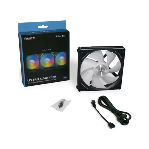 Ventilator za kućište Lian Li Uni Fan AL140 V2 RGB, PWM, 140mm, crni - Slika 4