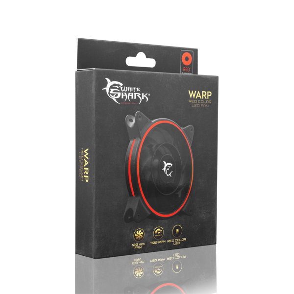 Ventilator za kućište White Shark 1250-03B-R Warp, 120mm, crveno LED, crni - Slika 3