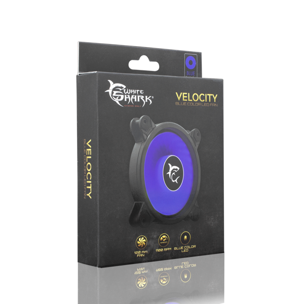 Ventilator za kućište White Shark 1260-01W-L Velocity, 120mm, plavo LED, crni - Slika 3