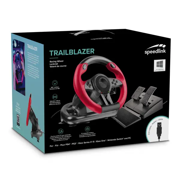 Volan Speedlink Trailblazer Racing Wheel, PC, PS3, PS4, Xbox One, crno-crveni - Slika 4