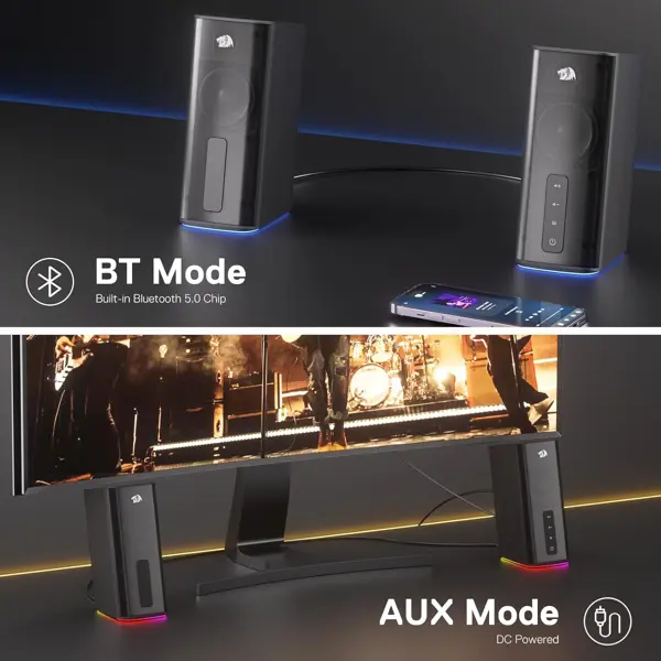 Zvučnici Redragon Connie GS814, Bluetooth, 20W, 2.0, RGB, crni - Slika 6